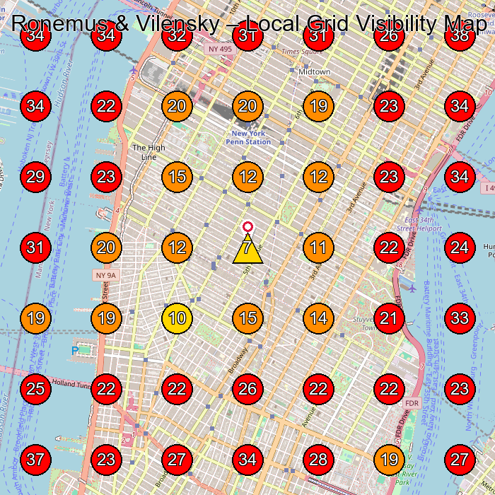 Ronemus & Vilensky GeoGrid visibility map for Personal Injury Attorney in New York